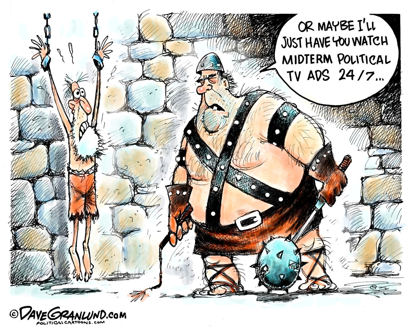 Midterm TV ad torture by Dave Granlund, PoliticalCartoons.com
